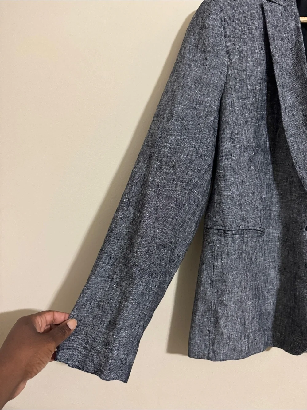 J. Crew Heather Gray Linen Single-Button Blazer Womens size 10 Career Minimalist